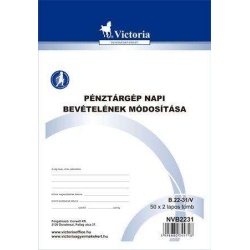 Pénztárgép napi bevételének módosító tételei B.22-31/V