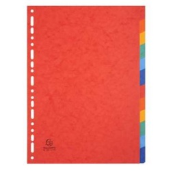 Regiszter, karton, A4, 12 részes, EXACOMPTA, színes