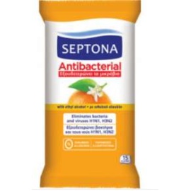 Septona antibakteriális törlőkendő, 15 db, narancs
