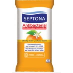 Septona antibakteriális törlőkendő, 15 db, narancs