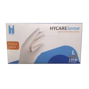 Latex kesztyű púdermentes Hycare 100db fehér"L"